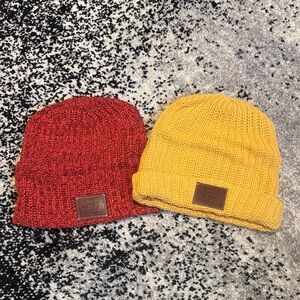 Love Your Melon Beanie Duo - Red and Mustard Yellow